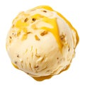 A scoop of banana ice cream isolated on a transparent background. Delicacy for children and adults. Yellow ice cream Royalty Free Stock Photo