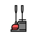 scoop and broom for cleaning dust color icon vector illustration Royalty Free Stock Photo