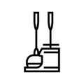 scoop and broom for cleaning dust line icon vector illustration Royalty Free Stock Photo