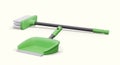 Scoop and brush for sweeping with long handle. Set of vector realistic elements Royalty Free Stock Photo