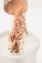Scoop of chocolate whey isolate protein Royalty Free Stock Photo