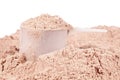 Scoop of chocolate whey protein Royalty Free Stock Photo