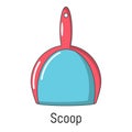 Scoop cleaning icon, cartoon style