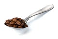 Scoop of Coffee Beans in a Spoon Isolated on a White Background Royalty Free Stock Photo