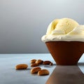 A scoop of delicious gelato cone ice cream closeup, frozen, dessert, vanilla dairy, brown chocolate, tasty treat, generative ai