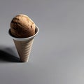 A scoop of delicious gelato cone ice cream closeup, frozen, dessert, vanilla dairy, brown chocolate, tasty treat, generative ai Royalty Free Stock Photo