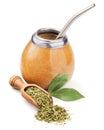 Scoop with dry mate tea and calabash Royalty Free Stock Photo