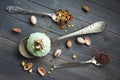 Scoop of homemade pistachio ice cream Royalty Free Stock Photo