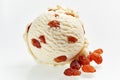 Scoop of ice cream with raisins Royalty Free Stock Photo