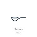 Scoop icon. Thin linear scoop outline icon isolated on white background from kitchen collection. Line vector scoop sign, symbol