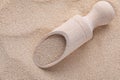 Scoop on pile of active dry yeast, top view Royalty Free Stock Photo
