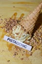 Cone with pistachio ice cream Royalty Free Stock Photo
