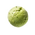 A scoop of pistachio ice cream isolated on a transparent background. Delicacy for children and adults. Green ice cream Royalty Free Stock Photo