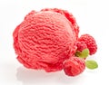 Scoop of Raspberry Ice Cream with Fresh Berries Royalty Free Stock Photo