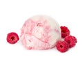 Scoop of raspberry ice cream with fresh raspberries on Royalty Free Stock Photo