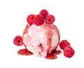 Scoop of raspberry ice cream with fresh raspberries on Royalty Free Stock Photo