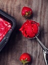 Scoop of strawberry sorbet Royalty Free Stock Photo