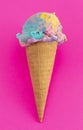 A Scoop of Unicorn Colored Ice Cream in a Cone