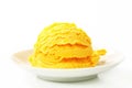 Scoop of yellow ice cream Royalty Free Stock Photo