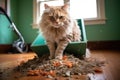 scooper removing clumps from litter box