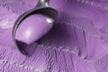 Scooping violet ice cream close up shot Royalty Free Stock Photo