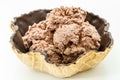 Scoops of Chocolate Ice Cream in Waffle Bowl Royalty Free Stock Photo