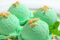 Scoops of green ice cream Royalty Free Stock Photo