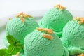 Scoops of green ice cream Royalty Free Stock Photo
