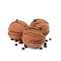 Scoops of ice cream and chocolate chips isolated Royalty Free Stock Photo