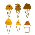 Scoops of Joy: Cartoon Ice Cream Characters with Unique Expressions