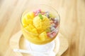 Scoops of mango ice cream fruit