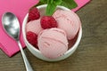 Scoops of raspberry ice cream