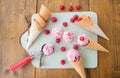 Scoops of raspberry ice cream