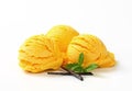 Scoops of yellow ice cream Royalty Free Stock Photo