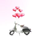 Scooter and balloons love valentine concept