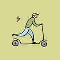 Scooter Comics, Rental Bike Icons Design, Ecological Green transport. Royalty Free Stock Photo