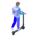 Scooter deliver icon isometric vector. Courier delivery