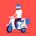 Scooter delivery boy riding