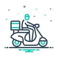 Mix icon for Scooter Delivery, scooter and parcel Royalty Free Stock Photo