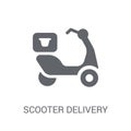 scooter delivery icon. Trendy scooter delivery logo concept on w Royalty Free Stock Photo