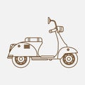 Scooter delivery with line art style. Outline motorcycle icon. Vector illustration. Royalty Free Stock Photo