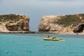 Scooter of ERRC Water Rescue team in the Blue Lagoon near the Comino Kemmuna island in Malta when the storm is coming Royalty Free Stock Photo