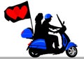 Scooter with flag