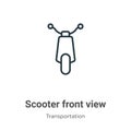 Scooter front view outline vector icon. Thin line black scooter front view icon, flat vector simple element illustration from