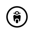 Scooter Icon and Circle Outline, Motorcycle Vector Logo