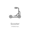 scooter icon vector from children toys collection. Thin line scooter outline icon vector illustration. Outline, thin line scooter