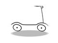 Scooter icon on white background, flat design, hand drawing. Illustration eco friendly transport, contour of symbol black Royalty Free Stock Photo