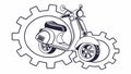 Scooter with inner gears, representing detailed mechanics and engine performance, vector design Generative AI Royalty Free Stock Photo