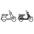 Scooter line and solid icon, outline and filled vector sign, linear and full pictogram isolated on white. Royalty Free Stock Photo