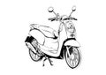 Scooter matic motocycle black and white vector illustratin lineart